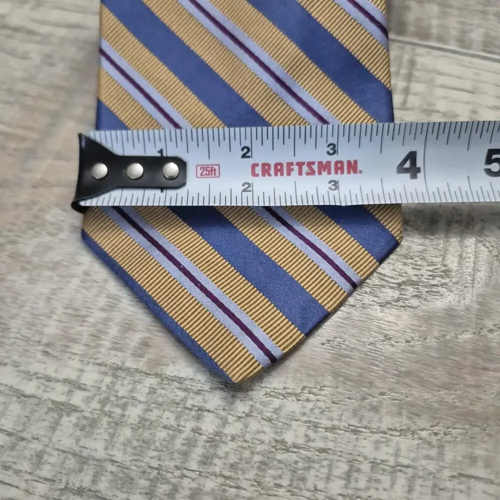 JOS A Bank Signature Collection Silk Striped Tie Blue Gold Made in Italy 3.5x60